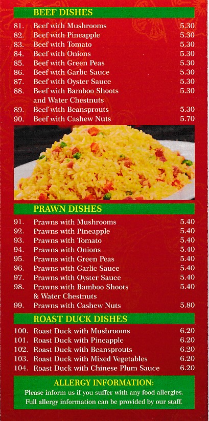 Menu of Diamond House Chinese in Church Village, Pontypridd